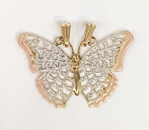 Plated Tri-Gold Butterfly Pendant