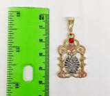 Plated Tri-Color Virgin Mary Pendant and Chain Set