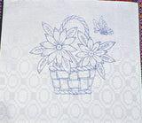 Flower Basket Embroidery Printed Fabric Tea Cloth (Labrado Servilleta Bordar)