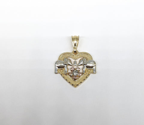 Plated Tri-Color Heart with Elephant Pendant