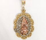 Plated Tri-Color Virgin Mary Pendant