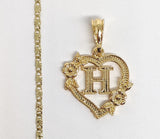 Plated Letter "H" Pendant and Star Chain Set