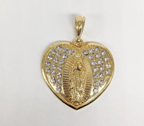 Plated Heart with Virgin Mary Stoned Pendant*