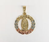 Plated Tri-Gold Virgin Mary Pendant and Chain Set