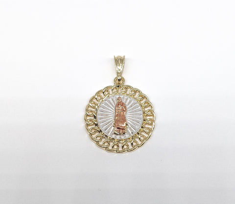 Plated Tri-Color Virgin Mary Pendant