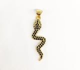 Plated Black Stone Snake Pendant