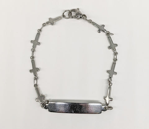 Stainless Steel Small Wrist / Kids Plate Cross Bracelet