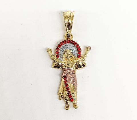 Plated Stoned Tri-Color Divine Child Pendant*