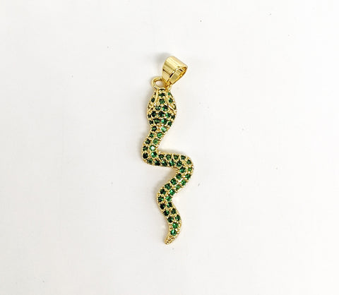 Plated Green Stone Snake Pendant*