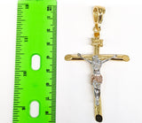 Plated Tri-Gold Cross LARGE Pendant