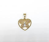 Plated Tri-Gold Butterfly Heart Pendant