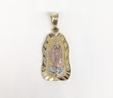 Plated Tri-Color Virgin Mary Pendant