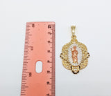 Plated Tri-Gold Saint Jude Pendant and Figaro Chain Set