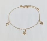 Plated Heart and Clover Anklet