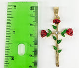 Plated Rose Cross Pendant and Figaro Chain Set