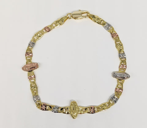 Plated Tri-Gold Virgin Mary Bracelet