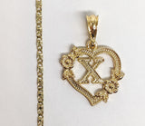 Plated Letter "X" Pendant and Star Chain Set