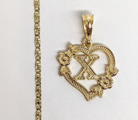 Plated Letter "X" Pendant and Star Chain Set