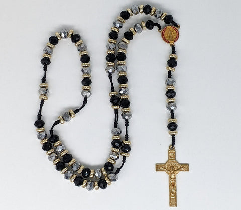 Black/Clear Beaded Saint Benedict Rosary