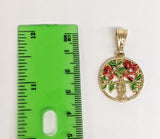 Plated Multicolor Virgin Mary Pendant and Figaro Chain Set