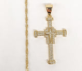 Plated Cross Pendant and Twist Chain Set