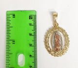 Plated Tri-Color Virgin Mary Pendant