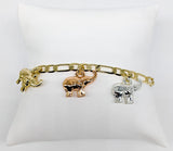 Plated Tri-Color Elephant Bracelet