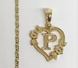 Plated Letter "P" Pendant and Star Chain Set