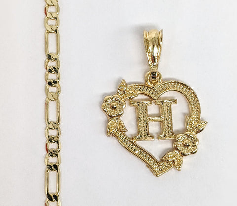 Plated Letter "H" Pendant Initial Chain Necklace Fashion Oro Letra Dije