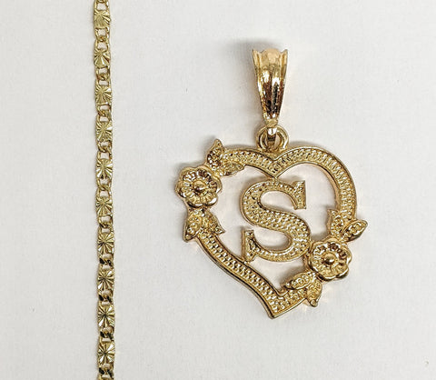 Plated Letter "S" Pendant and Star Chain Set