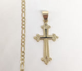 Plated Cross Pendant and Figaro Chain Set