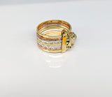 Plated Tri-Color Elephant Semanario Ring