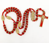 Red Virgin Mary Beaded and Rope Rosary