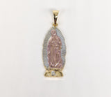 Plated Tri-Color Virgin Mary Pendant