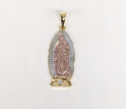 Plated Tri-Color Virgin Mary Pendant