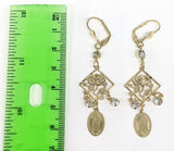 Plated Virgin Mary and Rose Earring