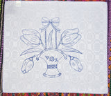 Flower Basket Embroidery Printed Fabric Tea Cloth (Labrado Servilleta Bordar)