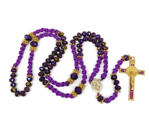 Purple Beaded and Rope Rosary