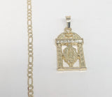 Plated Virgin Mary Pendant and Figaro Chain Set