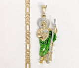 Plated Multicolor Saint Jude Pendant and Figaro Chain Set