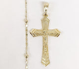 Plated Cross Pendant and Pearl Chain Set