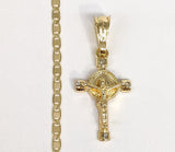 Plated Mini Dainty Cross Pendant and Mariner Anchor Chain Set*