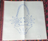 Flower Basket Embroidery Fabric Tea Cloth (Servilletero Servilleta para Bordar)