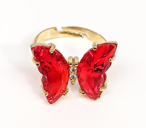 Plated Adjustable Butterfly Ring
