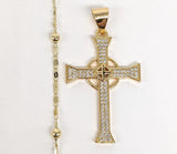 Plated Cross Pendant and Pearl Chain Set