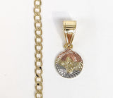 Plated Tri-Gold Mini Dainty Virgin Mary Pendant and Cuban Chain Set