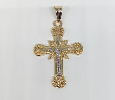 Plated Tri-Color Cross Pendant
