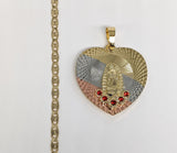 Plated Heart with Virgin Mary Pendant and Chain Set*