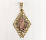 Plated Tri-Color Virgin Mary Pendant