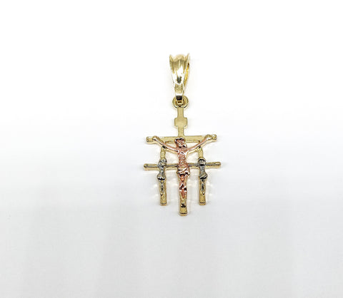 Tri-Plated Triple Cross Pendant